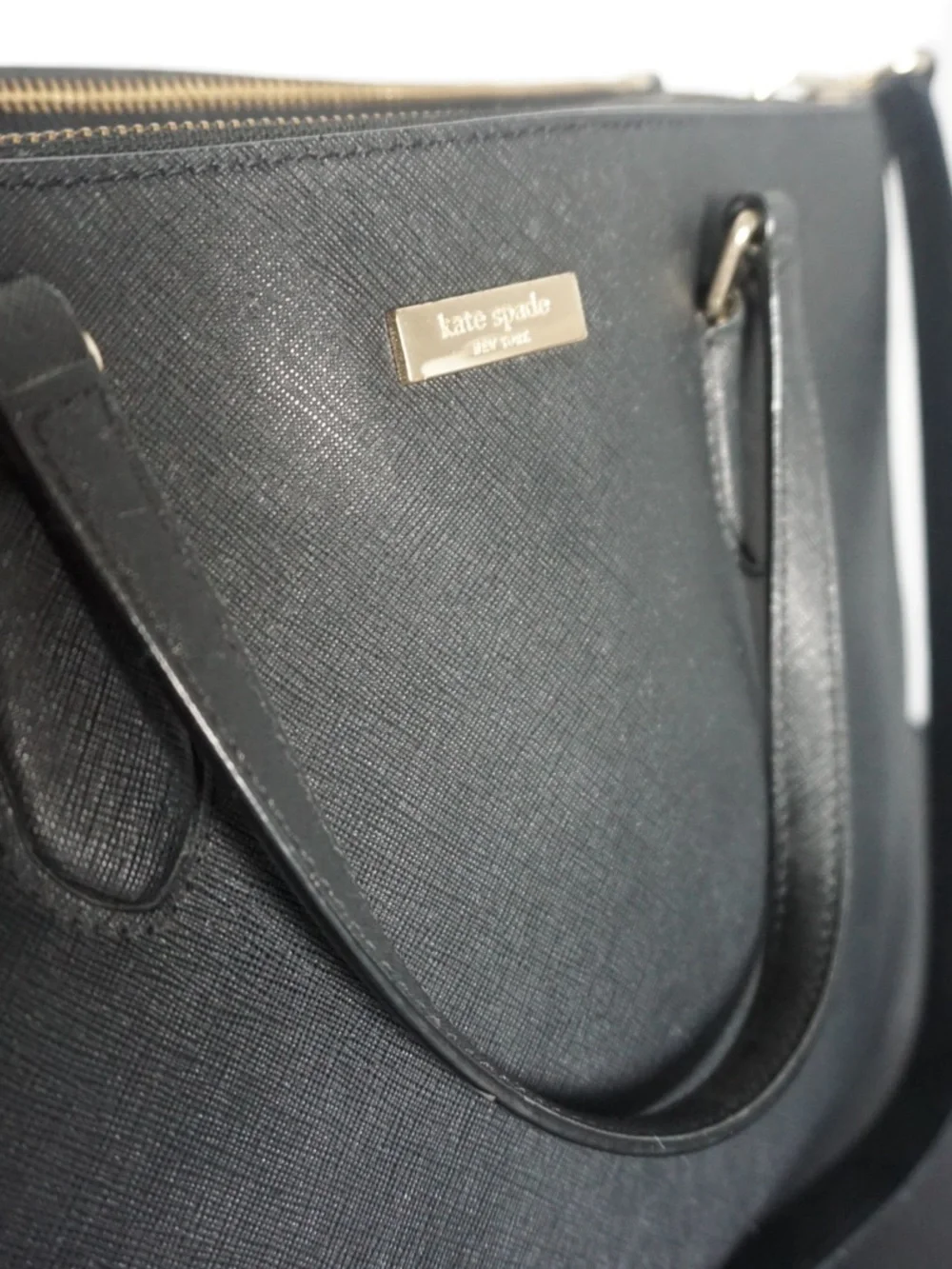 kate spade new york Black Satchel Top‎ Handle Bag, Detachable Strap, Zip, Gold